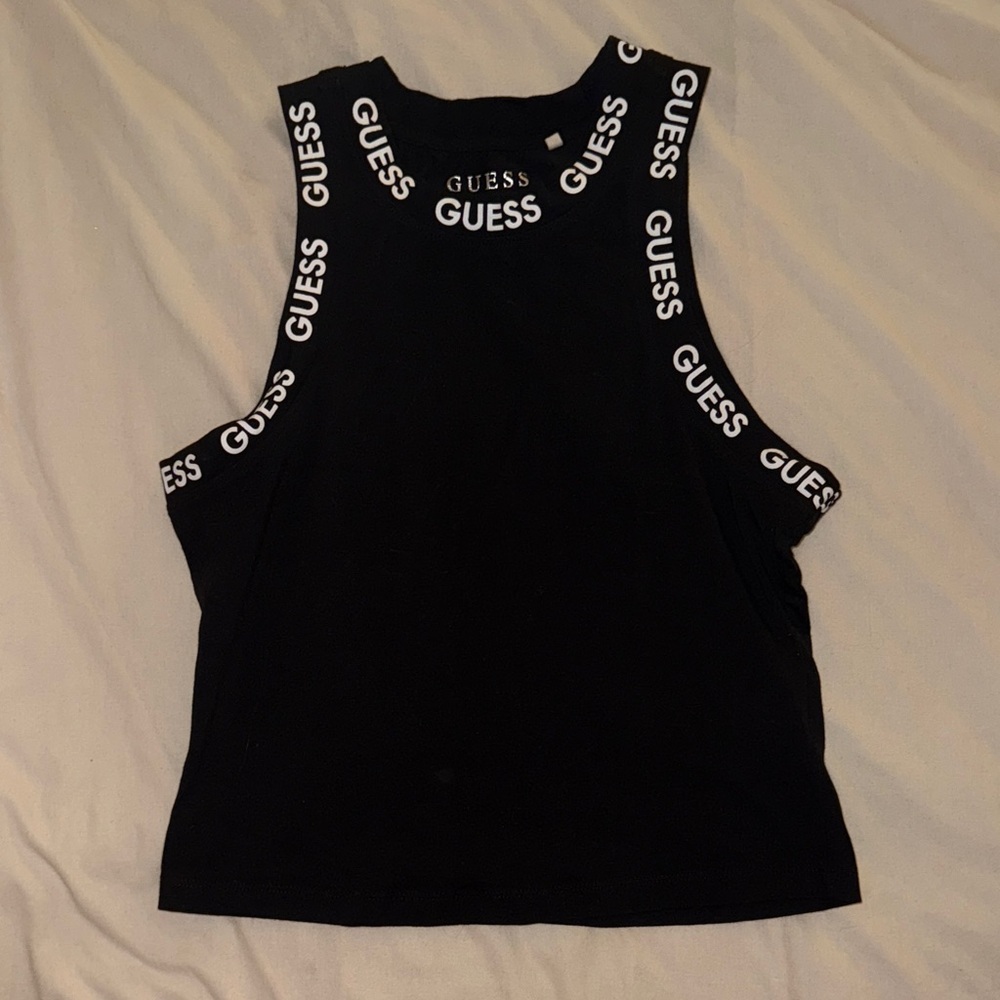 NEVER BEEN WORN - GUESS Black Muscle Tee with Logo Straps